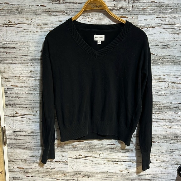 Frank & Oak Black V-Neck Sweater - Picture 1 of 8